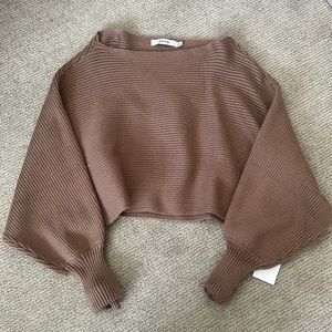 Wide neck brown sweater